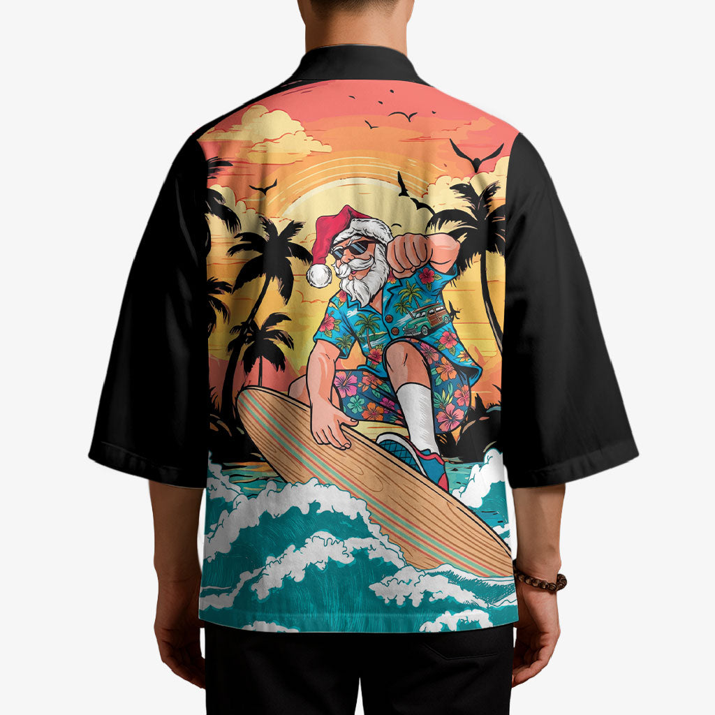 Vintage Santa Claus Surfing Summer Kimono Mele Kalikimaka i Iulai!