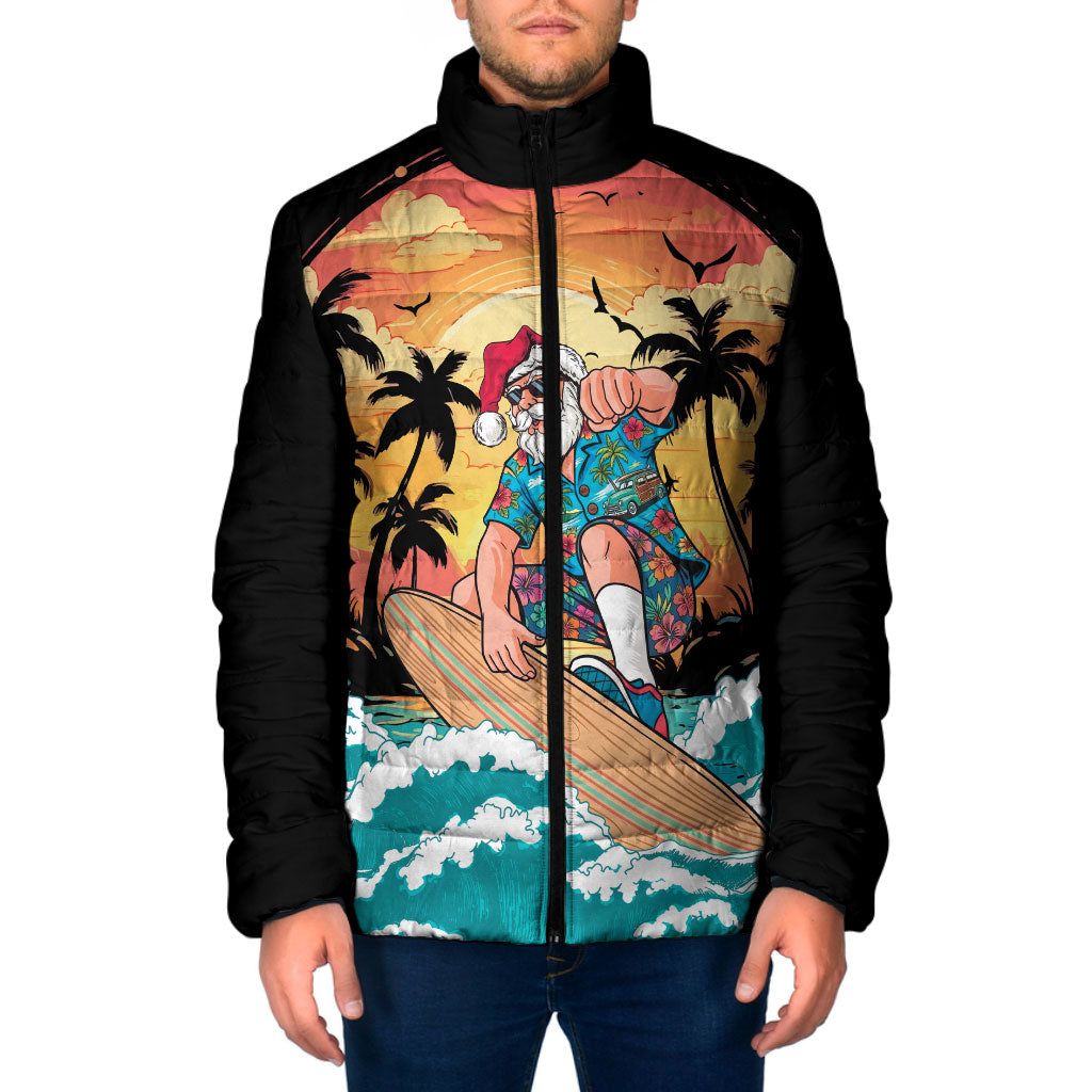 Vintage Santa Claus Surfing Summer Padded Jacket Mele Kalikimaka i Iulai!