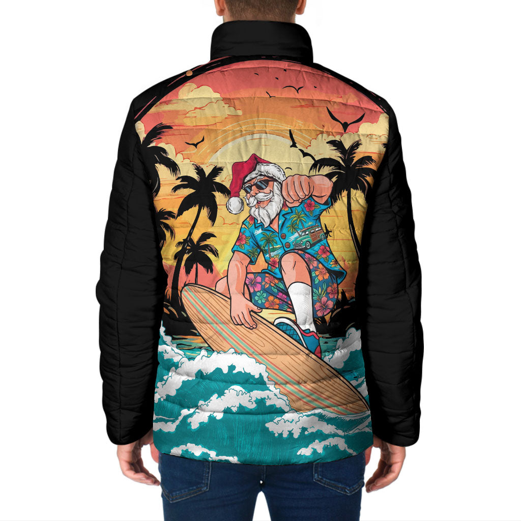 Vintage Santa Claus Surfing Summer Padded Jacket Mele Kalikimaka i Iulai!