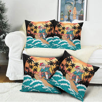 Vintage Santa Claus Surfing Summer Pillow Cover Mele Kalikimaka i Iulai!