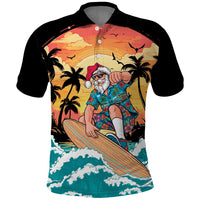 Vintage Santa Claus Surfing Summer Polo Shirt Mele Kalikimaka i Iulai!