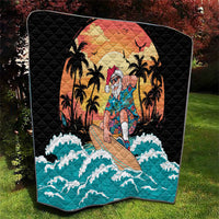 Vintage Santa Claus Surfing Summer Quilt Mele Kalikimaka i Iulai!