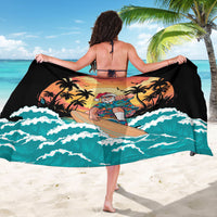 Vintage Santa Claus Surfing Summer Sarong Mele Kalikimaka i Iulai!