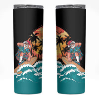 Vintage Santa Claus Surfing Summer Skinny Tumbler Mele Kalikimaka i Iulai!