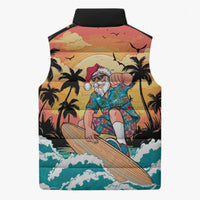 Vintage Santa Claus Surfing Summer Sleeveless Puffer Jacket Mele Kalikimaka i Iulai!