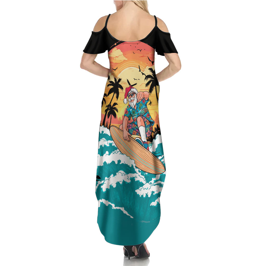 Vintage Santa Claus Surfing Summer Summer Maxi Dress Mele Kalikimaka i Iulai!