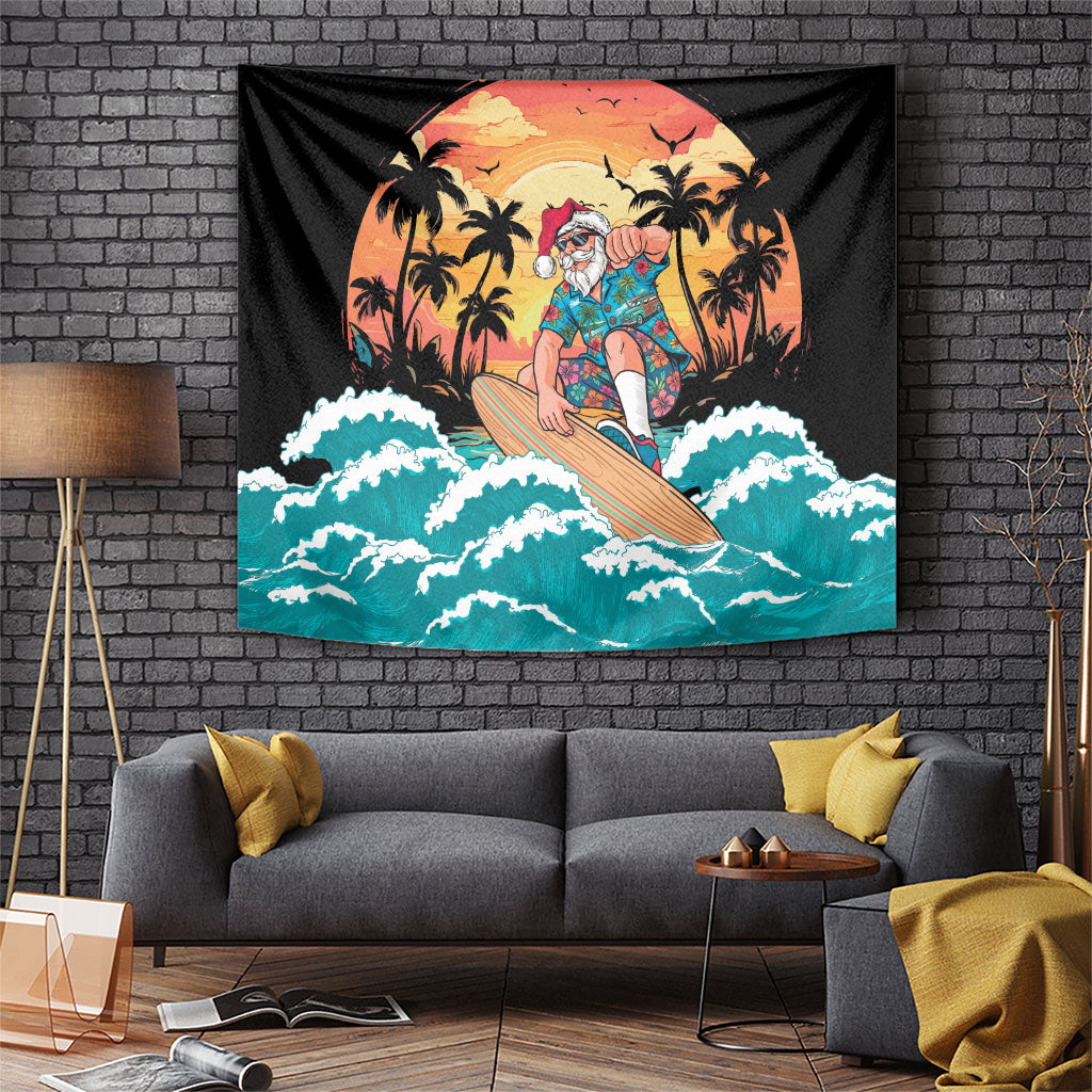 Vintage Santa Claus Surfing Summer Tapestry Mele Kalikimaka i Iulai!
