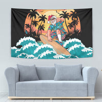 Vintage Santa Claus Surfing Summer Tapestry Mele Kalikimaka i Iulai!