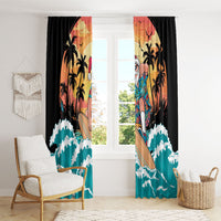 Vintage Santa Claus Surfing Summer Window Curtain Mele Kalikimaka i Iulai!