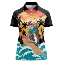 Vintage Santa Claus Surfing Summer Women Polo Shirt Mele Kalikimaka i Iulai!