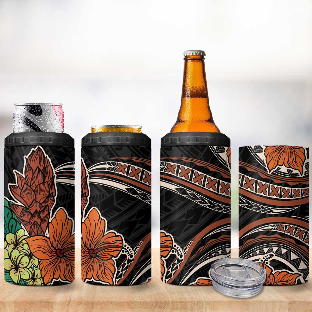 Vintage Hibiscus Pacific Floral 4 in 1 Can Cooler Tumbler