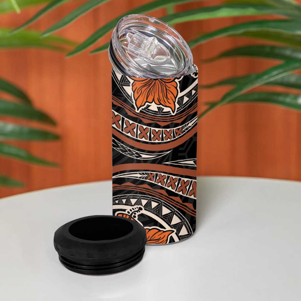 Vintage Hibiscus Pacific Floral 4 in 1 Can Cooler Tumbler