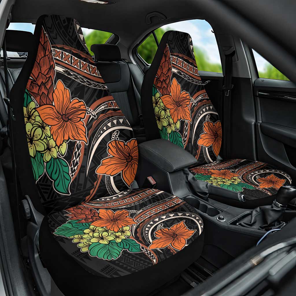Vintage Hibiscus Pacific Floral Car Seat Cover LT9 One Size Black - Polynesian Pride