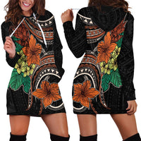 Vintage Hibiscus Pacific Floral Hoodie Dress