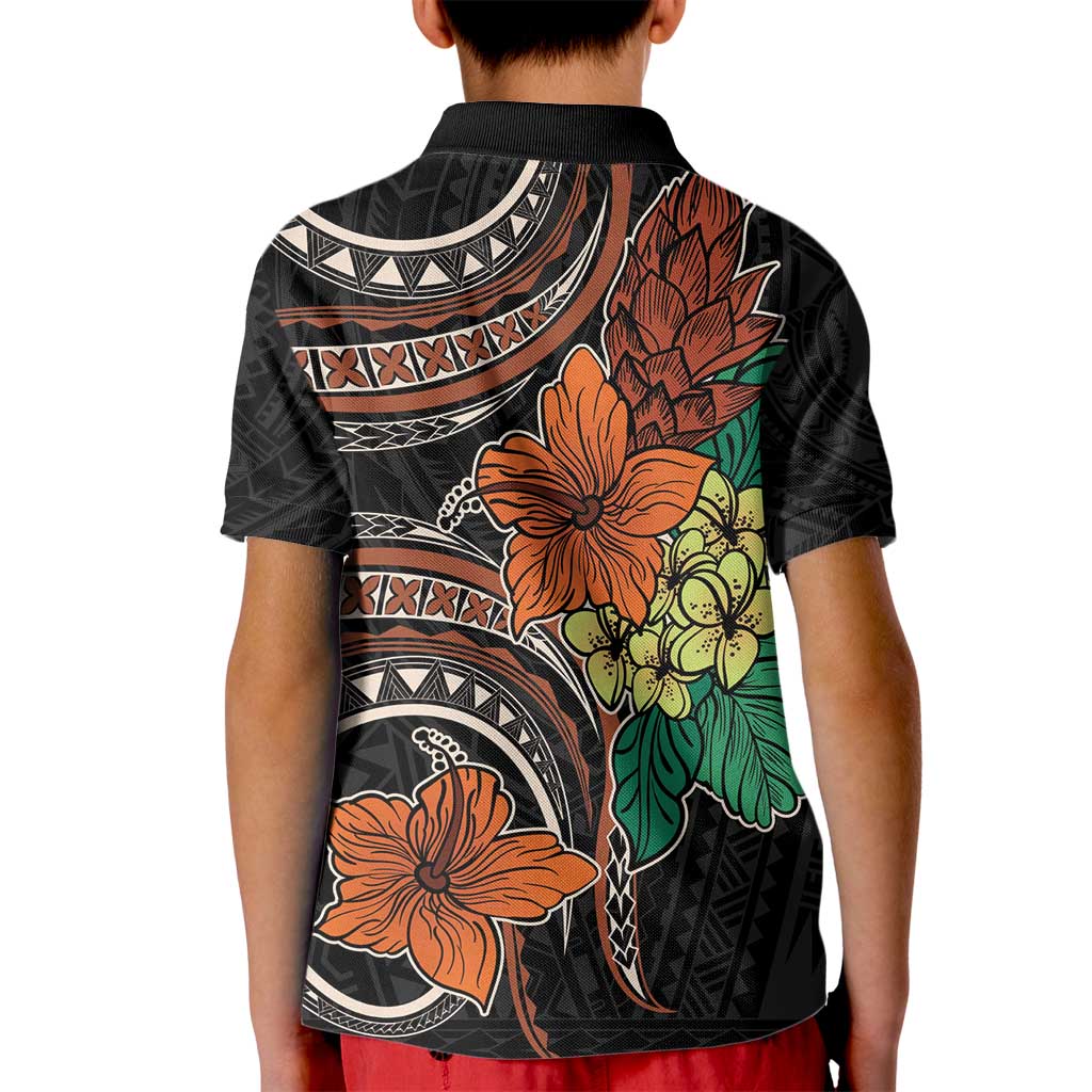 Vintage Hibiscus Pacific Floral Kid Polo Shirt