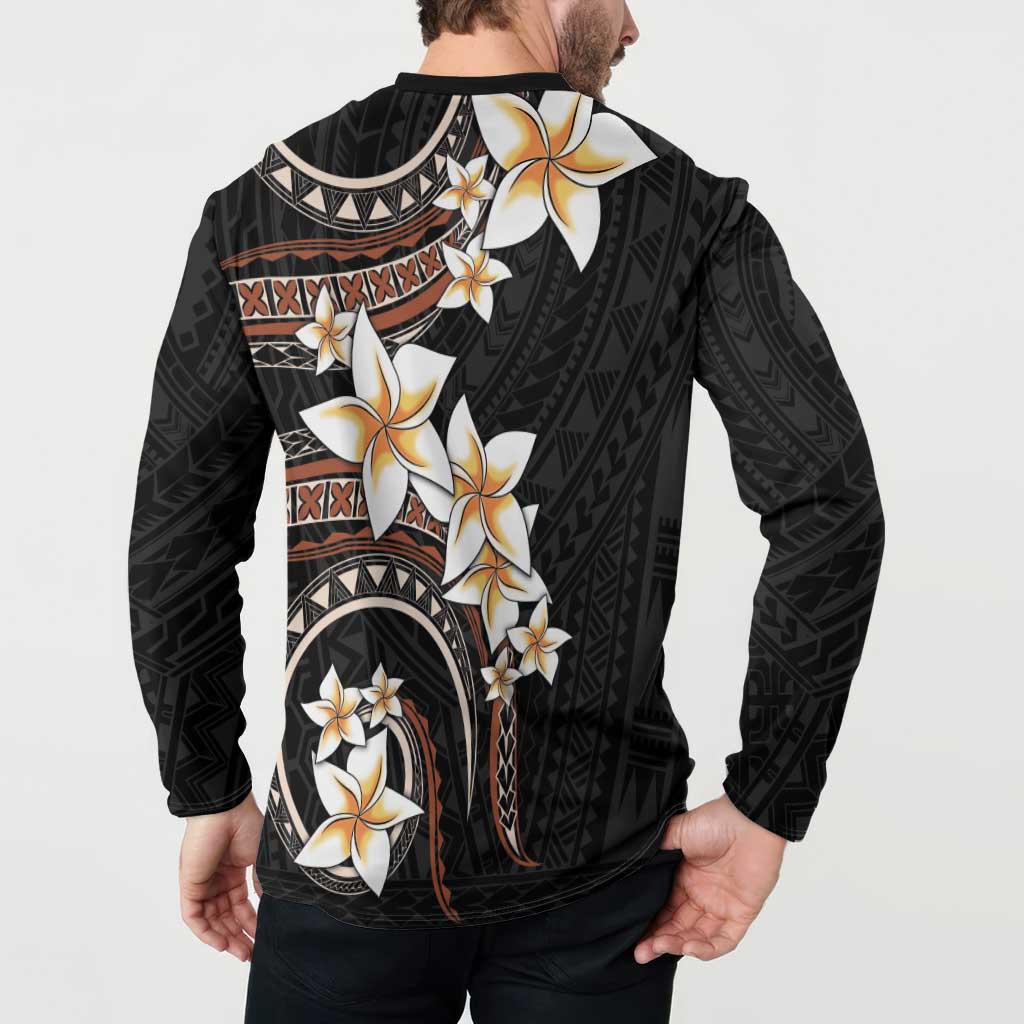 Vintage Plumeria Pacific Floral Button Sweatshirt