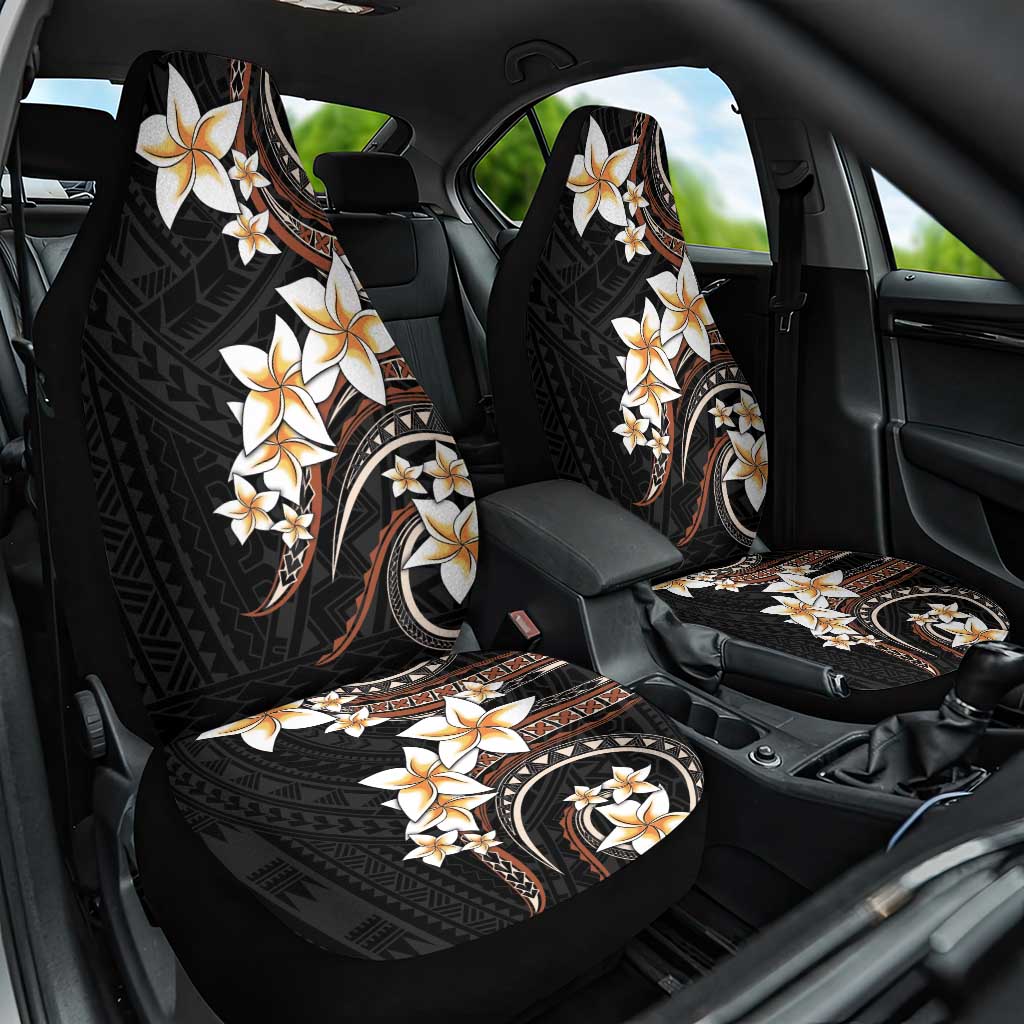 Vintage Plumeria Pacific Floral Car Seat Cover LT9 One Size Black - Polynesian Pride