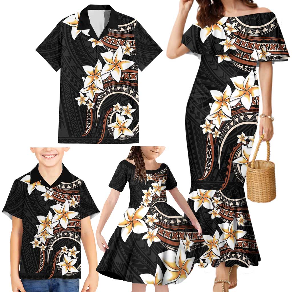 Vintage Plumeria Pacific Floral Family Matching Mermaid Dress and Hawaiian Shirt LT9 - Polynesian Pride