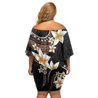 Vintage Plumeria Pacific Floral Family Matching Off Shoulder Short Dress and Hawaiian Shirt LT9 - Polynesian Pride
