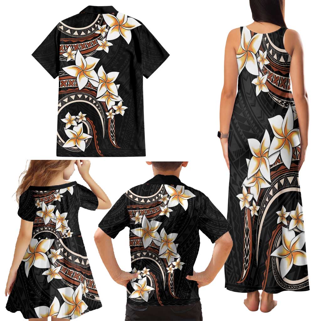 Vintage Plumeria Pacific Floral Family Matching Tank Maxi Dress and Hawaiian Shirt LT9 - Polynesian Pride