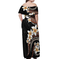 Vintage Plumeria Pacific Floral Off Shoulder Maxi Dress