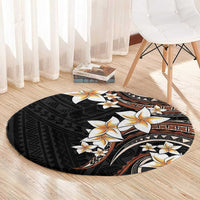 Vintage Plumeria Pacific Floral Round Carpet
