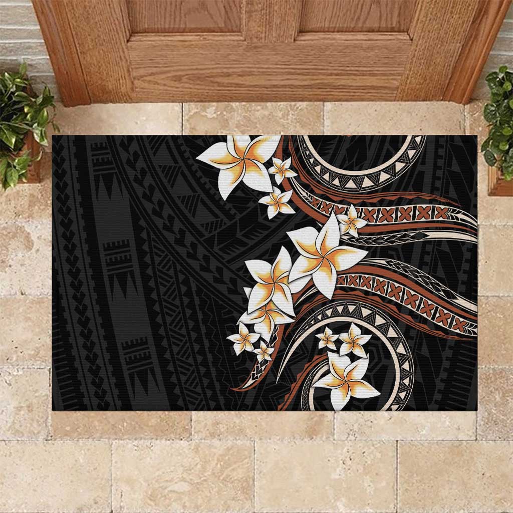 Vintage Plumeria Pacific Floral Rubber Doormat