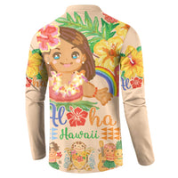 Kawaii Hula Girls Button Sweatshirt Aloha Hibiscus Flowers