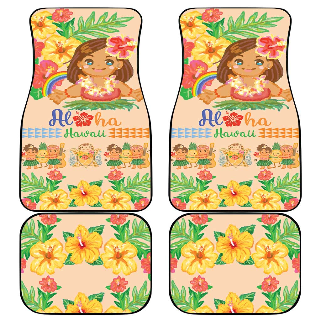 Kawaii Hula Girls Car Mats Aloha Hibiscus Flowers LT9 - Polynesian Pride
