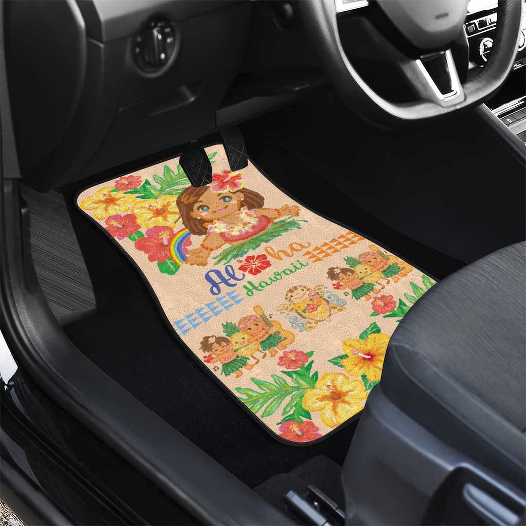 Kawaii Hula Girls Car Mats Aloha Hibiscus Flowers LT9 - Polynesian Pride