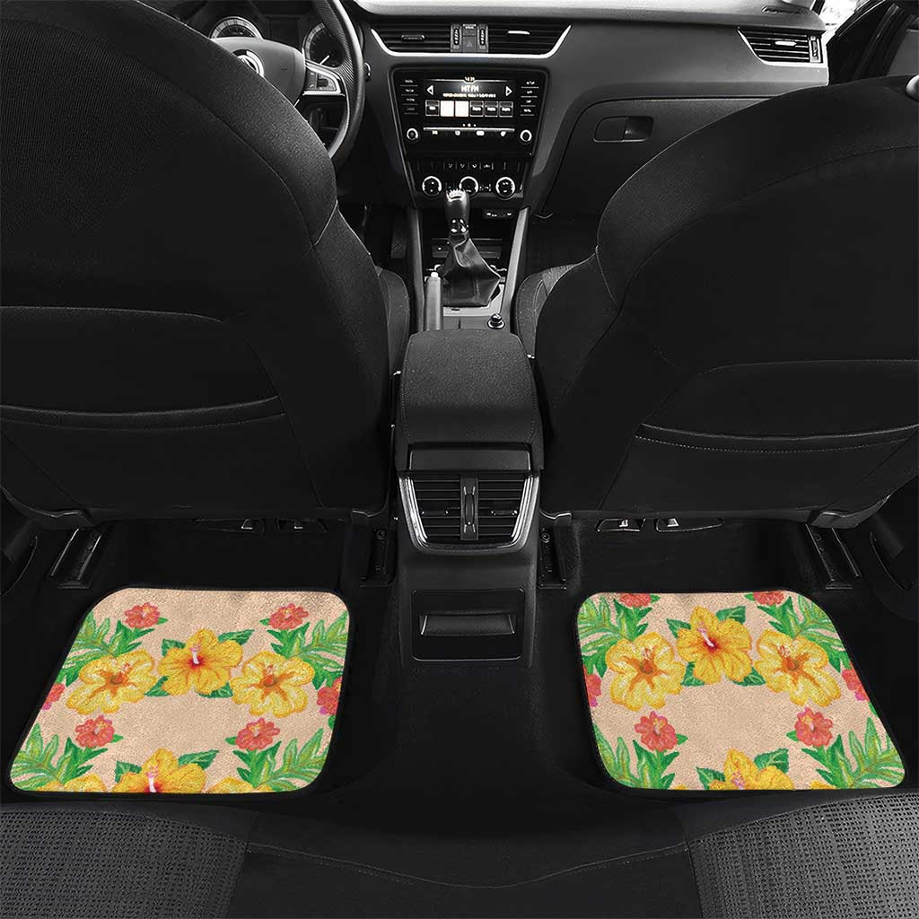 Kawaii Hula Girls Car Mats Aloha Hibiscus Flowers LT9 Set 2pcs - Back Nude - Polynesian Pride