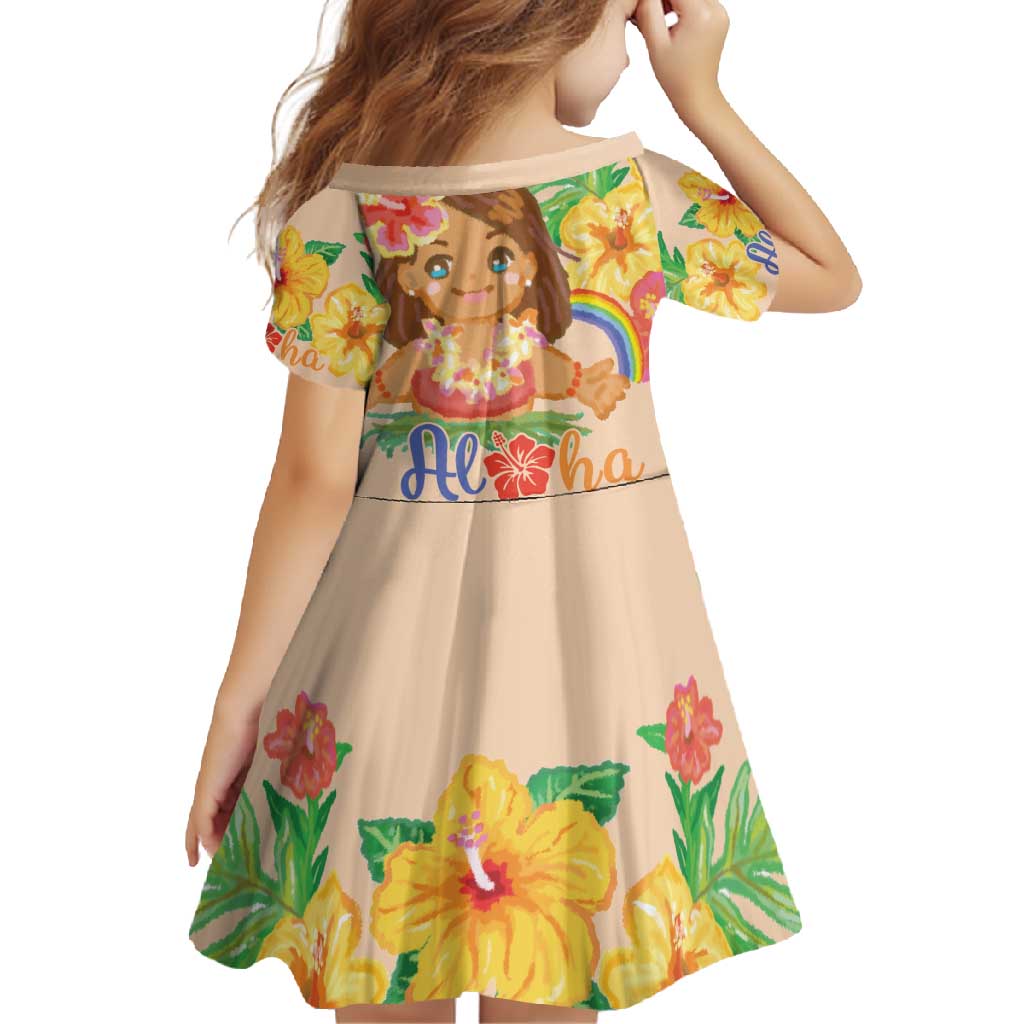 Kawaii Hula Girls Family Matching Off Shoulder Maxi Dress and Hawaiian Shirt Aloha Hibiscus Flowers LT9 - Polynesian Pride