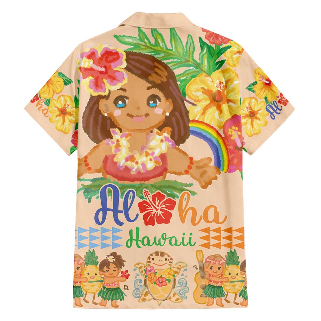 Kawaii Hula Girls Family Matching Off Shoulder Maxi Dress and Hawaiian Shirt Aloha Hibiscus Flowers LT9 - Polynesian Pride