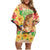 Kawaii Hula Girls Family Matching Off Shoulder Short Dress and Hawaiian Shirt Aloha Hibiscus Flowers