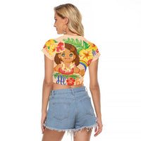 Kawaii Hula Girls Raglan Cropped T Shirt Aloha Hibiscus Flowers