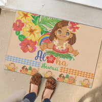 Kawaii Hula Girls Rubber Doormat Aloha Hibiscus Flowers