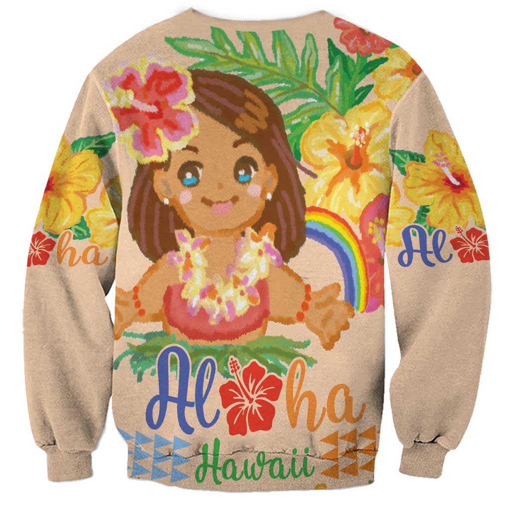 Kawaii Hula Girls Sweatshirt Aloha Hibiscus Flowers