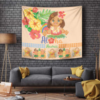 Kawaii Hula Girls Tapestry Aloha Hibiscus Flowers
