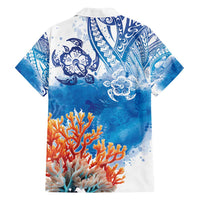 Hibiscus Turtle Tattoo Coral Reef Family Matching Off Shoulder Maxi Dress and Hawaiian Shirt with Polynesian Tribal LT9 - Polynesian Pride
