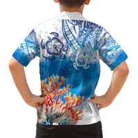 Hibiscus Turtle Tattoo Coral Reef Family Matching Puletasi and Hawaiian Shirt with Polynesian Tribal LT9 - Polynesian Pride