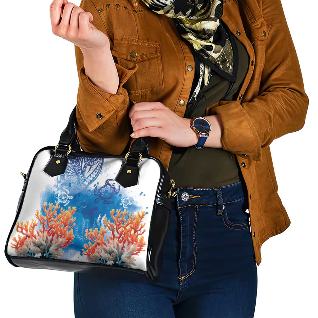 Hibiscus Turtle Tattoo Coral Reef Shoulder Handbag with Polynesian Tribal