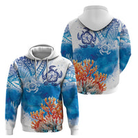 Hibiscus Turtle Tattoo Coral Reef Zip Hoodie with Polynesian Tribal LT9 - Polynesian Pride