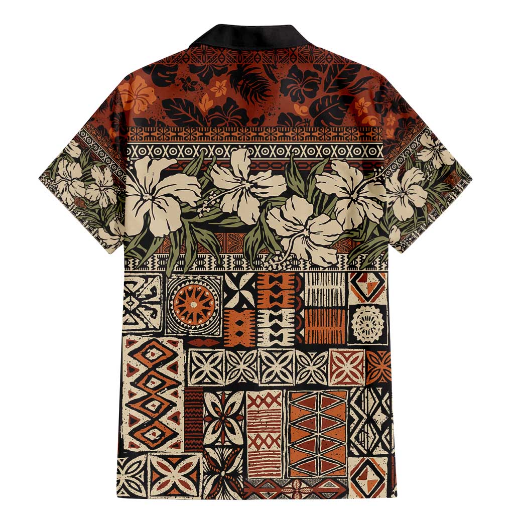 Pacific Hibiscus Tapa Tribal Vintage Family Matching Mermaid Dress and Hawaiian Shirt Brown Motif LT9 - Polynesian Pride