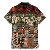 Pacific Hibiscus Tapa Tribal Vintage Family Matching Mermaid Dress and Hawaiian Shirt Brown Motif LT9 - Polynesian Pride
