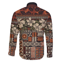 Pacific Hibiscus Tapa Tribal Vintage Family Matching Summer Maxi Dress and Hawaiian Shirt Brown Motif LT9 - Polynesian Pride