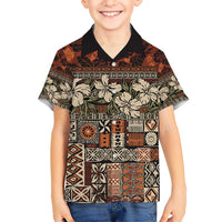 Pacific Hibiscus Tapa Tribal Vintage Hawaiian Shirt Brown Motif