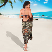 Pacific Hibiscus Tapa Tribal Vintage Sarong Brown Motif
