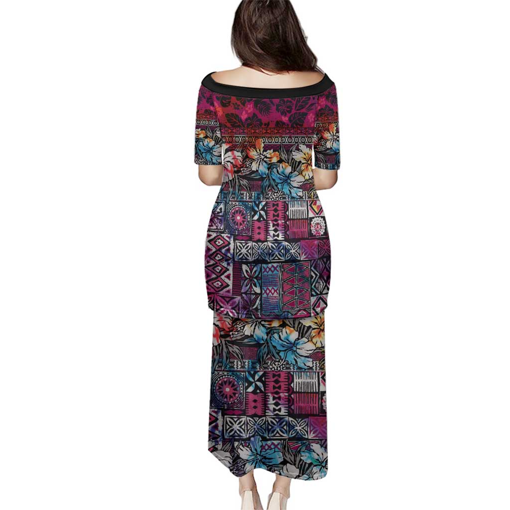Pacific Hibiscus Tapa Tribal Vintage Family Matching Puletasi and Hawaiian Shirt Pink Motif LT9 - Polynesian Pride