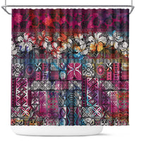 Pacific Hibiscus Tapa Tribal Vintage Shower Curtain Pink Motif LT9 Pink - Polynesian Pride