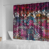 Pacific Hibiscus Tapa Tribal Vintage Shower Curtain Pink Motif LT9 - Polynesian Pride